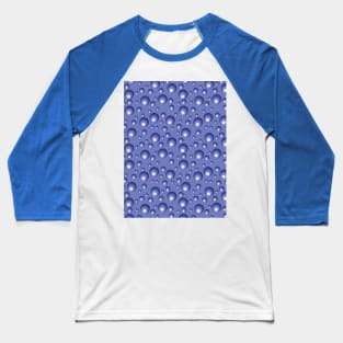 Retro Circles Blue Bubbles Baseball T-Shirt